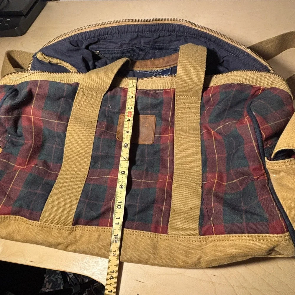 RARE Vtg Y2K American Eagle Duffle Bag Multicolor Plaid Canvas Carry On Weekend